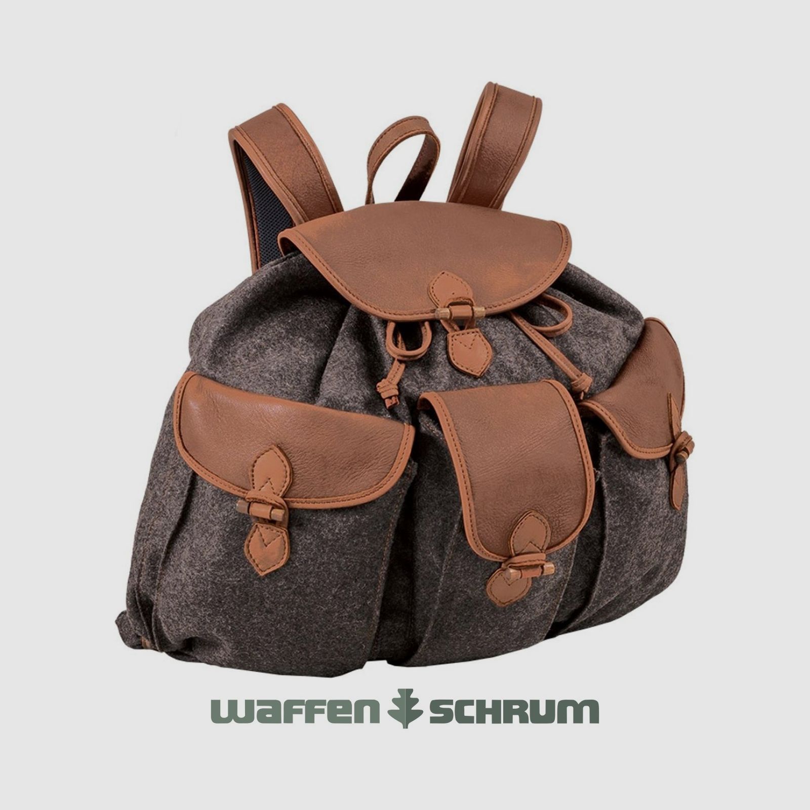 AKAH Sac à dos Loden de Luxe Gris / Cuir d'élan 30l
