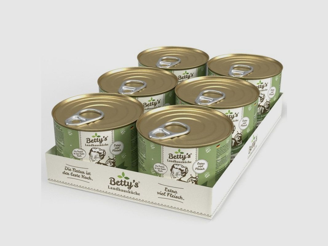 Betty's Landhausküche Katzenfutter Huhn & Kalb 6x 200g