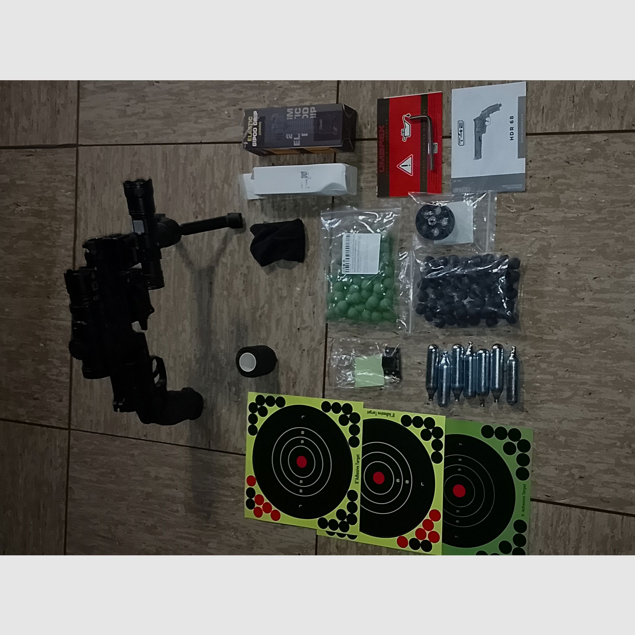 T4E HDR .68 frontgrip Taschenlampe Visier tactical Knife Rubberballs c02 Kapseln usw neuwertig hdr68 Markierer RAM F