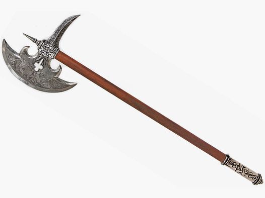 German medieval axe with decorated axe blade