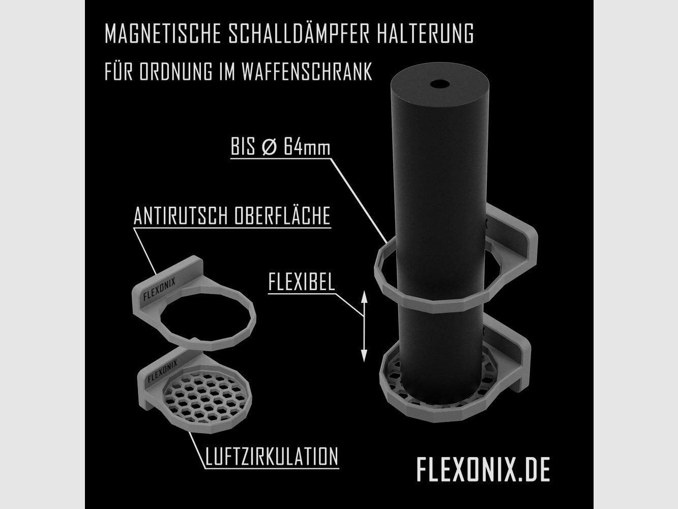 Smarthome Schalldämpferhalter Magnetisch schwarz