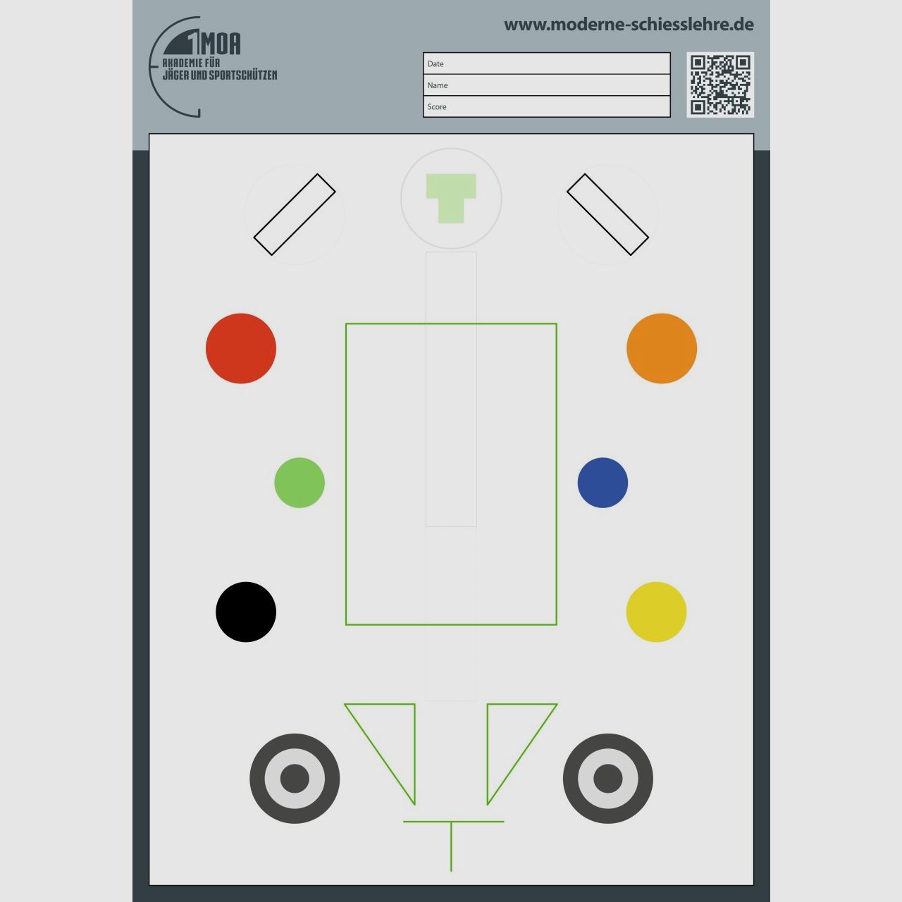 1MOA - Objetivo de entrenamiento para pistolas DIN A1 Basado en colores para precisión y coordinación...