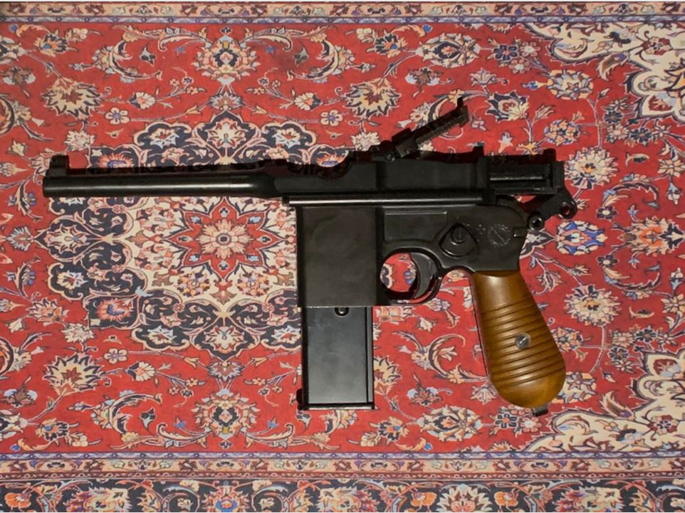 Wei-ETech M712 Airsoft Broomhandle mit Schaft Vollmetall GBB 6mm BB schwarz