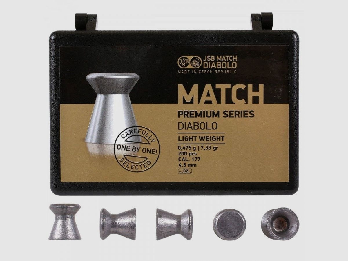 Boîte de 200 plombs JSB Diabolo Match Premium Light - Cal. 4.49