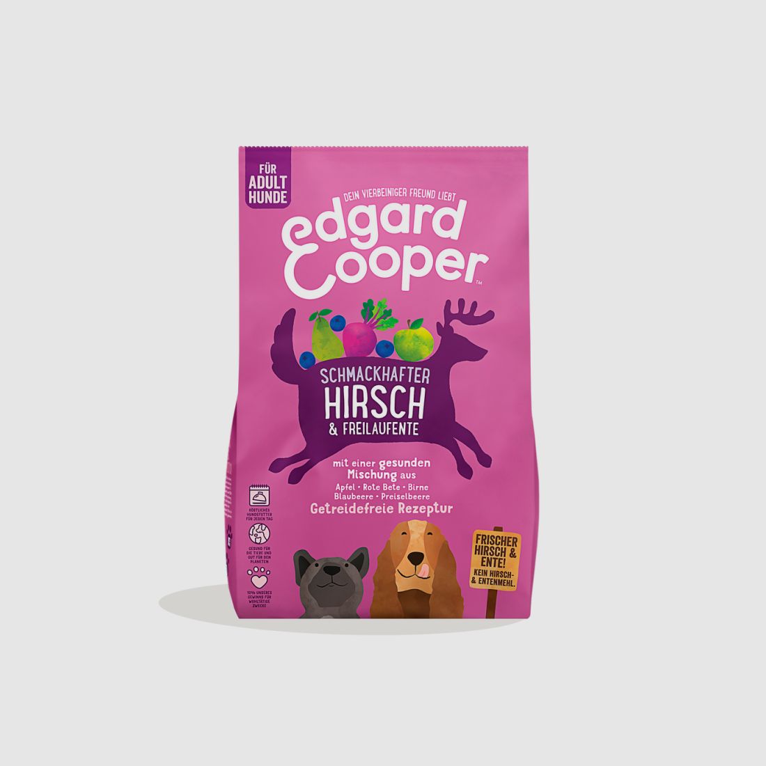 Edgard & Cooper hypoallergenes getreidefreies Trockenfutter Adult mit frischem Hirsch &amp; Ente 2,5 Kg