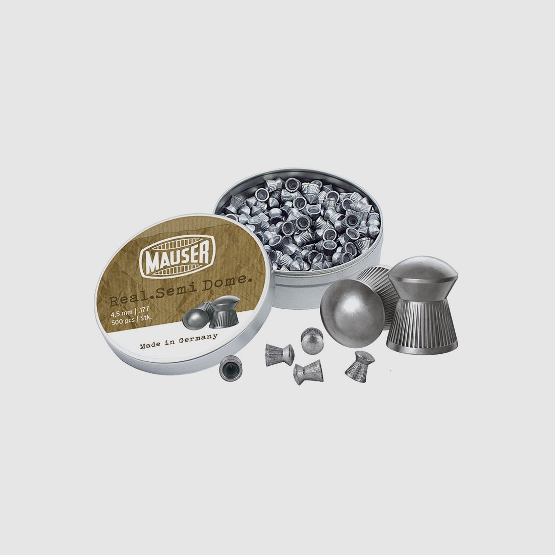 Rundkopf Diabolos Mauser Real Semi Dome Kaliber 4,5 mm 0,51 g geriffelt 500 StĂĽck