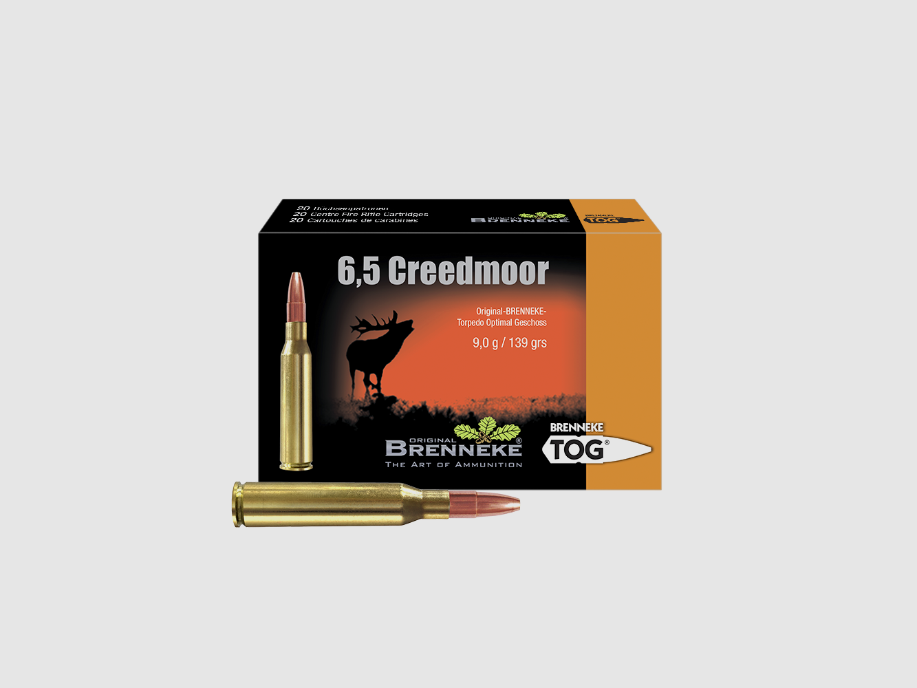 Gewehrpatrone mit TOG-Geschoss – 6,5 Creedmoor, Orig. BRENNEKE TOG 9,0 g VE20