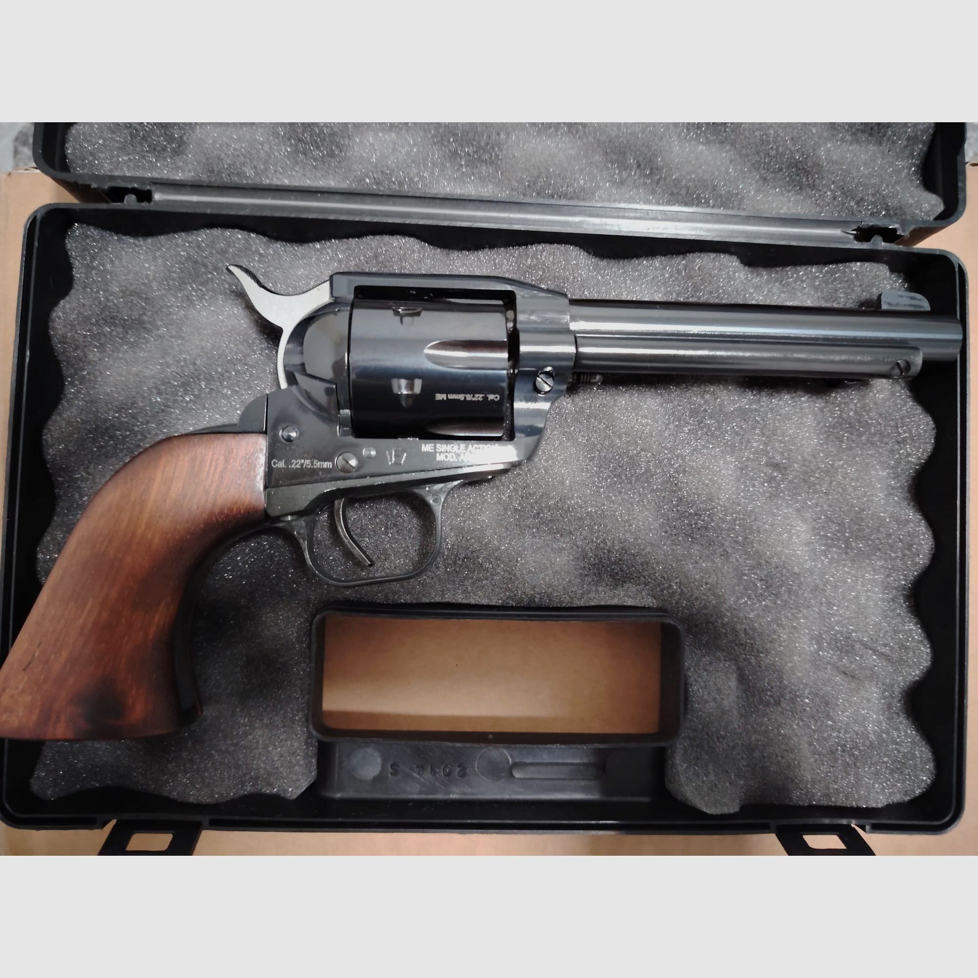 Cuno Melcher ME (Weihrauch) Single Action Army SAA LEP Revolver | 5,5 mm / .22 | inkl. Ersatzteil-Set und 6 Edelstahl Dummy Hülsen / Trainingshülsen | NEU & OVP