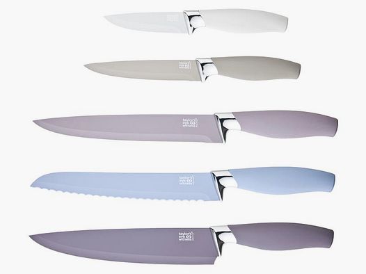 Ensemble de couteaux de cuisine Brooklyn Taylors Eye Witness, 5 pièces, acier inoxydable revêtu, prise douce, bloc de couteaux