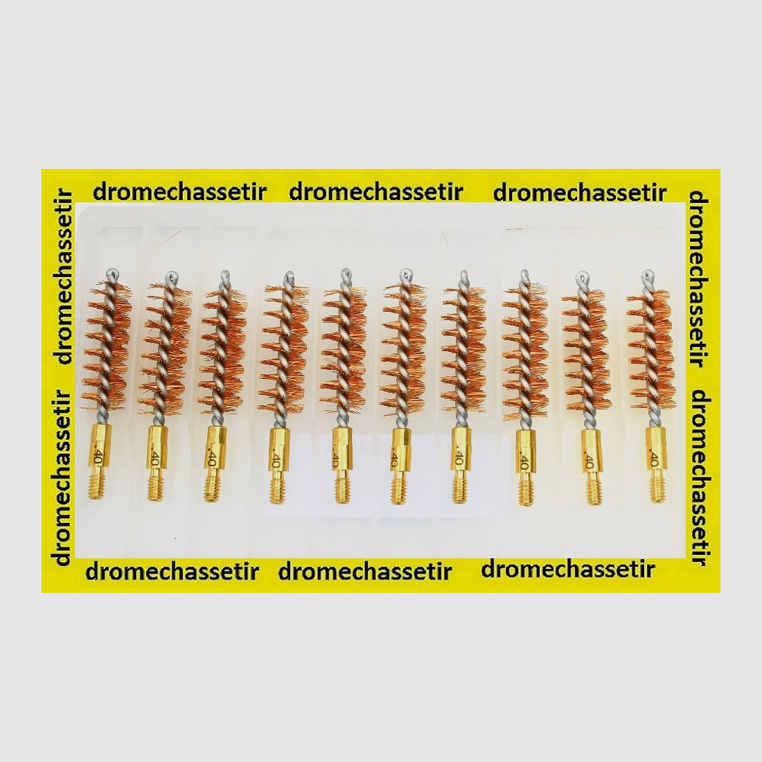 Paquete de 10 cepillos de limpieza de bronce cal. 40 rosca 8-32