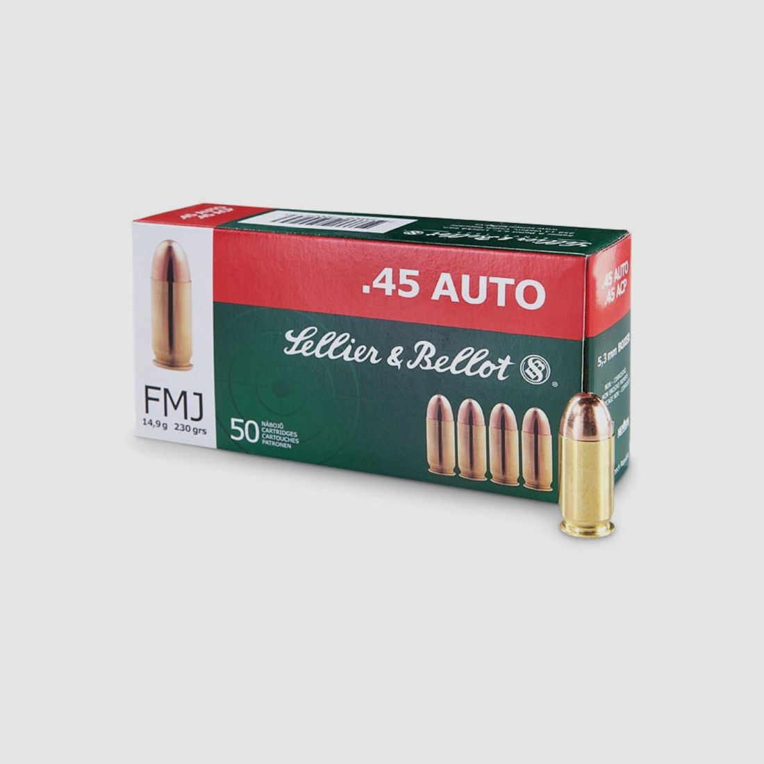 SB .45 ACP FMJ 230 grain confezione da 50, immagine 2 di 2
