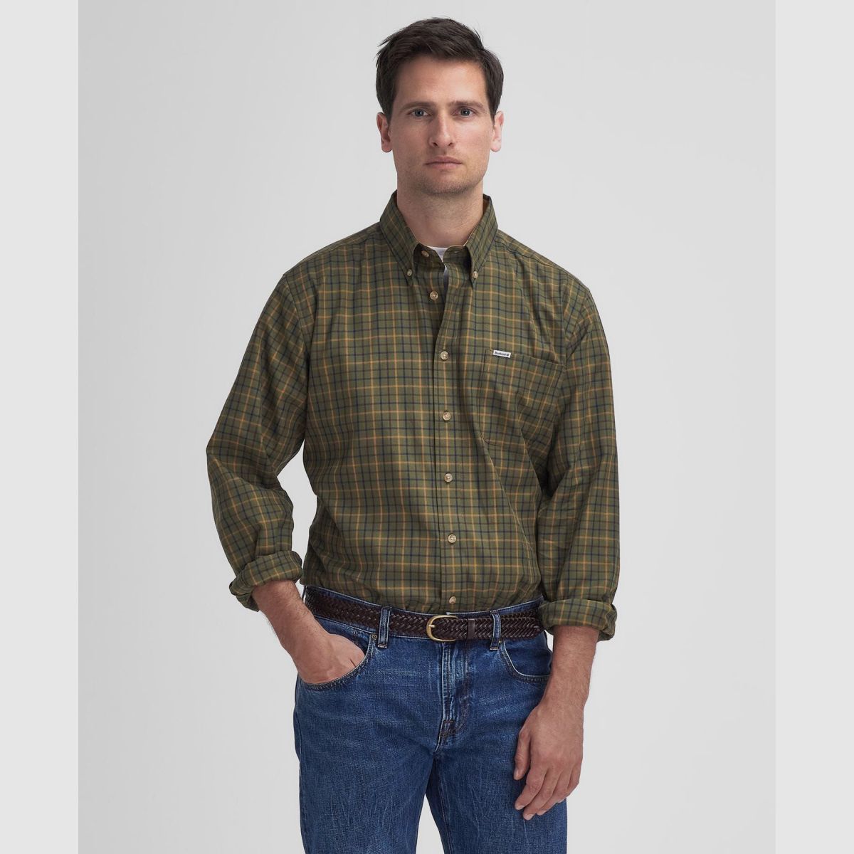 BARBOUR Overhemd Tattersall Mid Olive Comfort Fit
