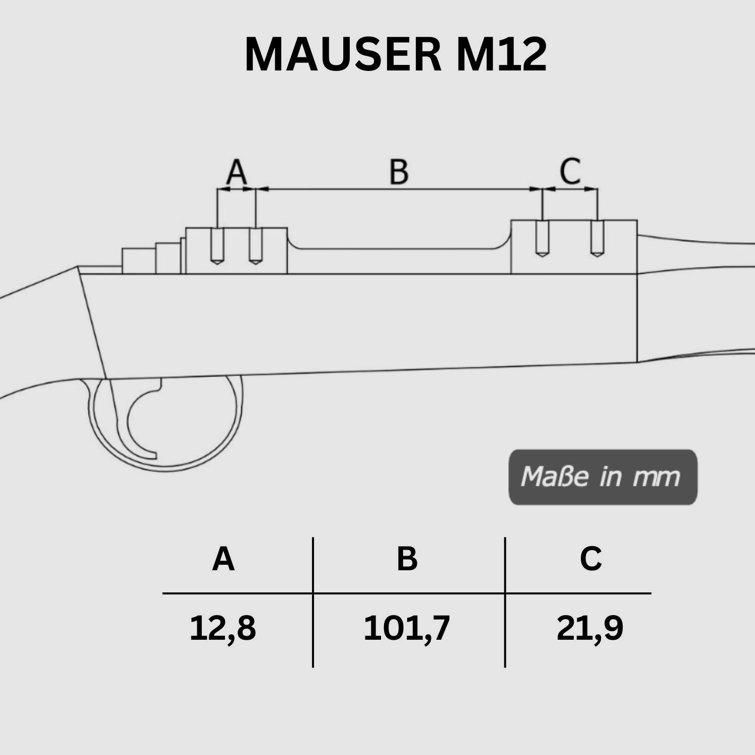 Riel de rifle Doc Picatinny Weaver de acero para Mauser M12