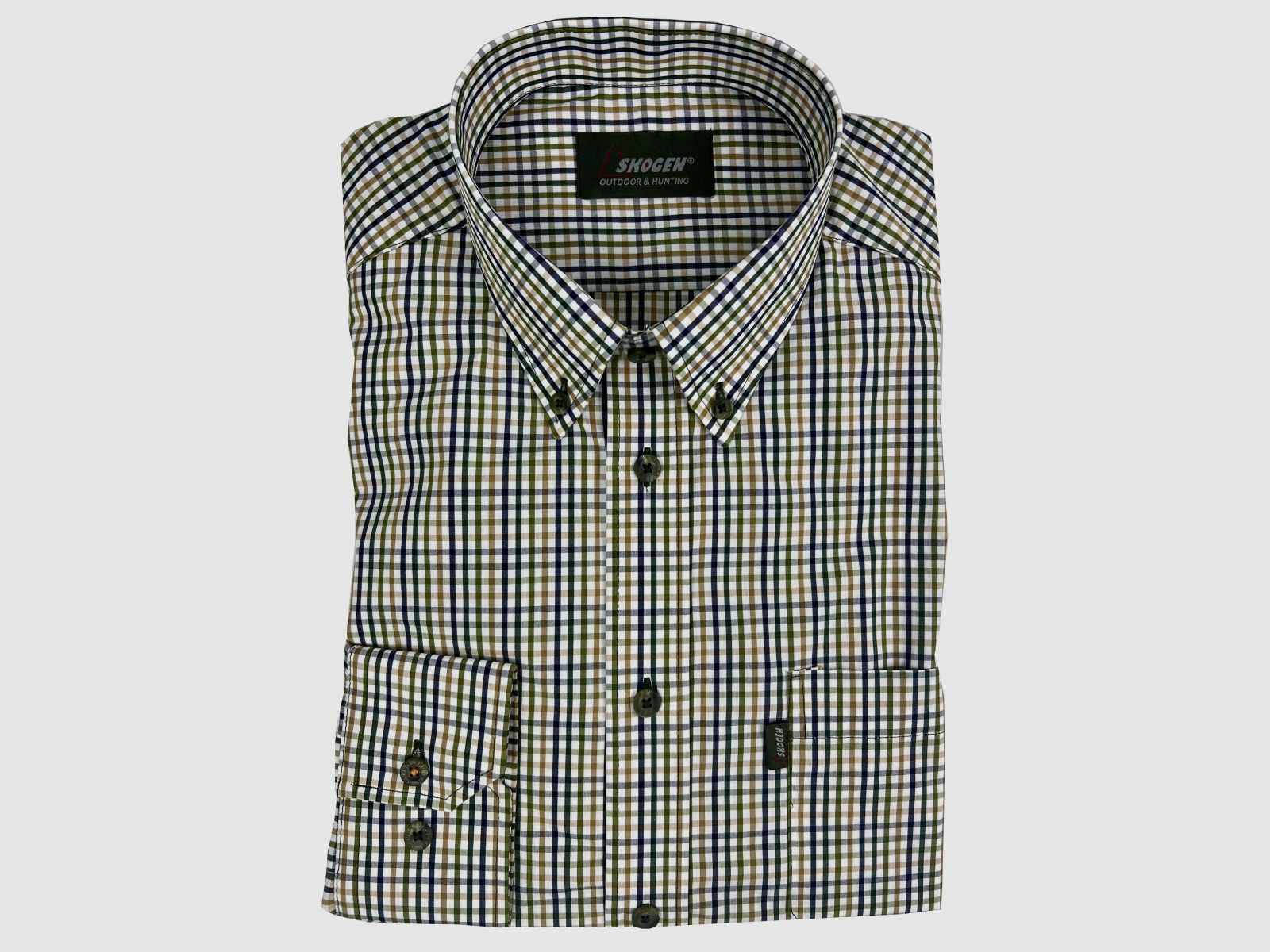 SKOGEN Hemd mit EXTRA LANGER ARM Green Check