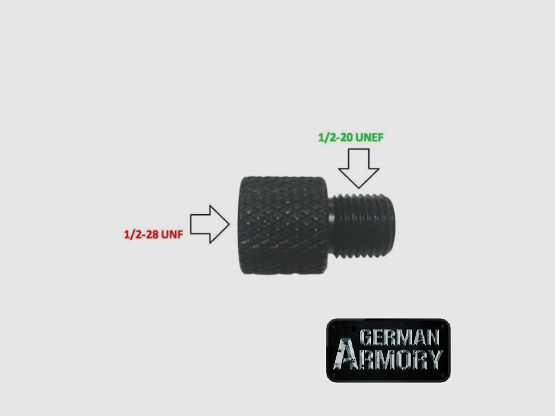 Gewindeadapter von 1/2X28 - 1/2X20 o. 1/2X20 - 1/2X28 Schalldämpfergewinde Laufgewinde Waffengewinde