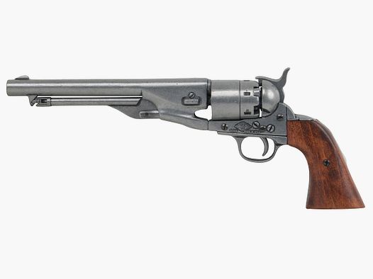 Deko Vorderlader Revolver Colt USA 1860 amerikanischer BĂĽrgerkrieg Kaliber .44 silber Holzgriffschalen