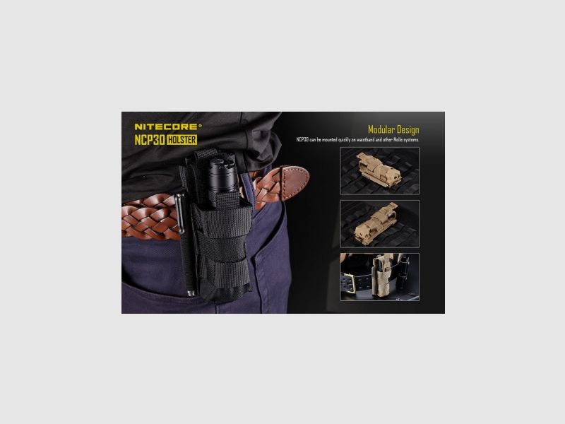 Nylon holster voor zaklampen P20, P20UV Nitecore NCP30 Zwart, afbeelding 4 van 10