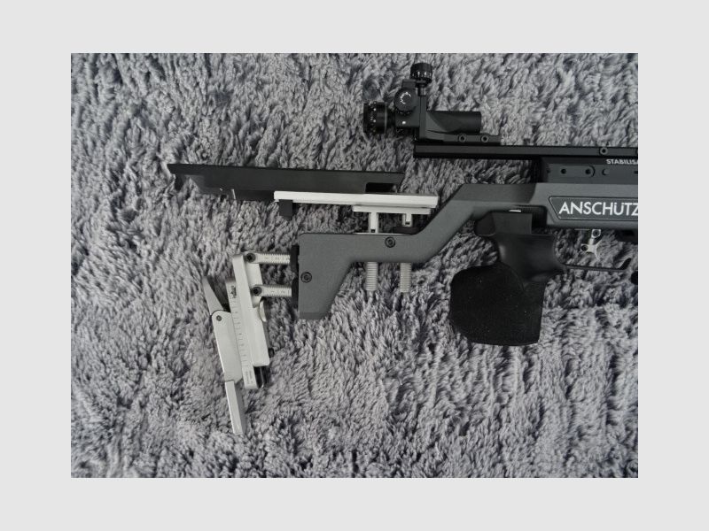Anschütz 9015 Alu ondersteuning luchtgeweer - kleur irisfilter - stabilisator - origineel accessoire - koffer - 1e hand - weinig gebruikt