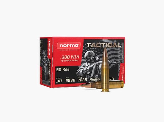 Norma .308 Win Tactical 9.5 g 147 gr FMJ