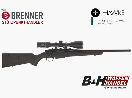 Brenner Komplettpaket: Brenner BR 20 Kunststoff- Schaft mit Hawke Endurance 2.5-10x50 Repetierer