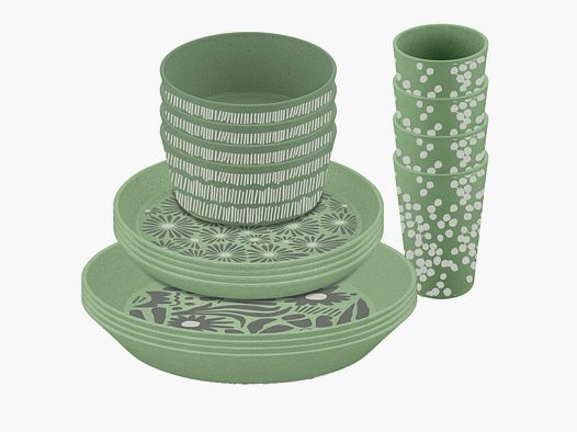 Juego de platos Blomster Naturaleza 16 piezas verde