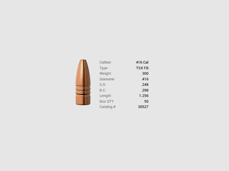 Bala Barnes .416/.416 300GR TSX HP FB 50 piezas, imagen 1 de 2