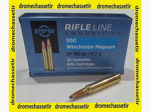 Boite 20 cartouches Partizan cal 300 winchester magnum, 180 grains Soft Point