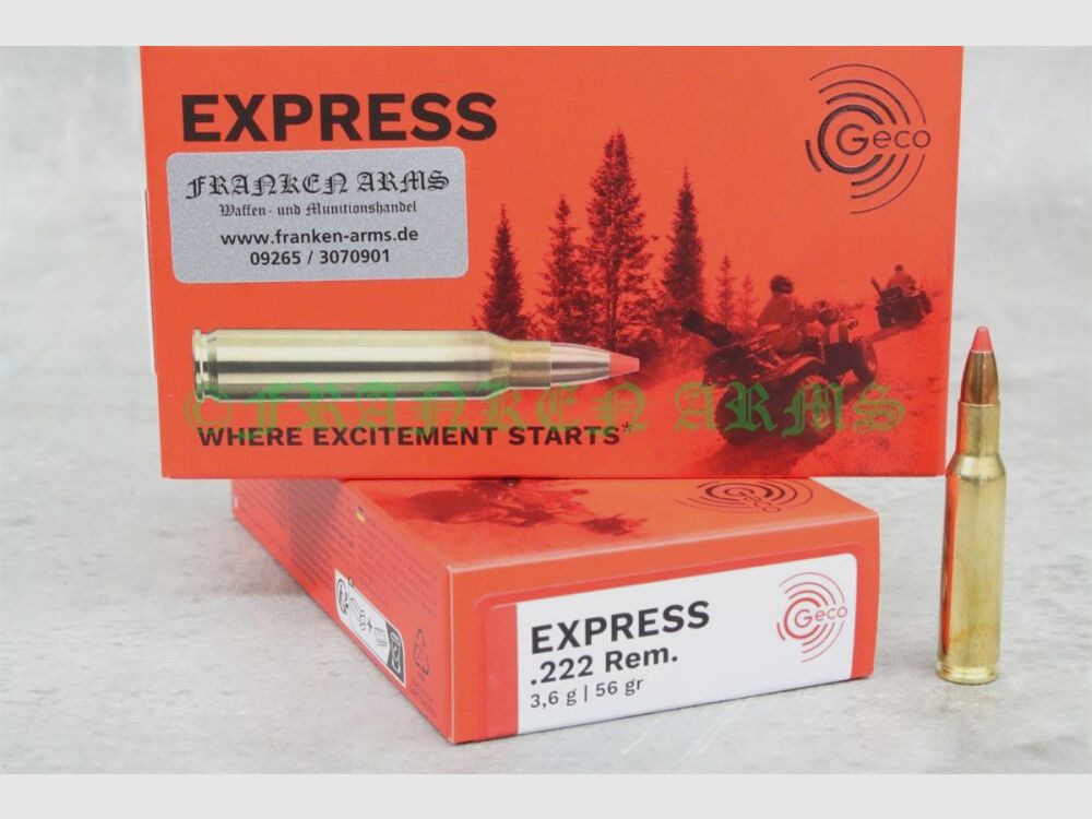 GECO Express .222 Rem. 56gr. 3,6g 20 pezzi prezzi all'ingrosso