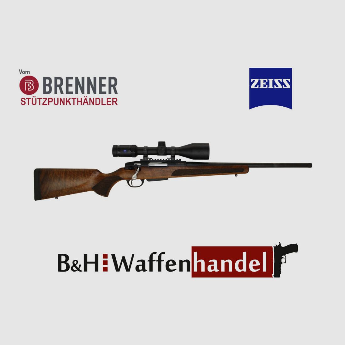 Brenner Komplettpaket:	 Brenner BR20 Nussbaum mit Zeiss V6 2.5-15x56