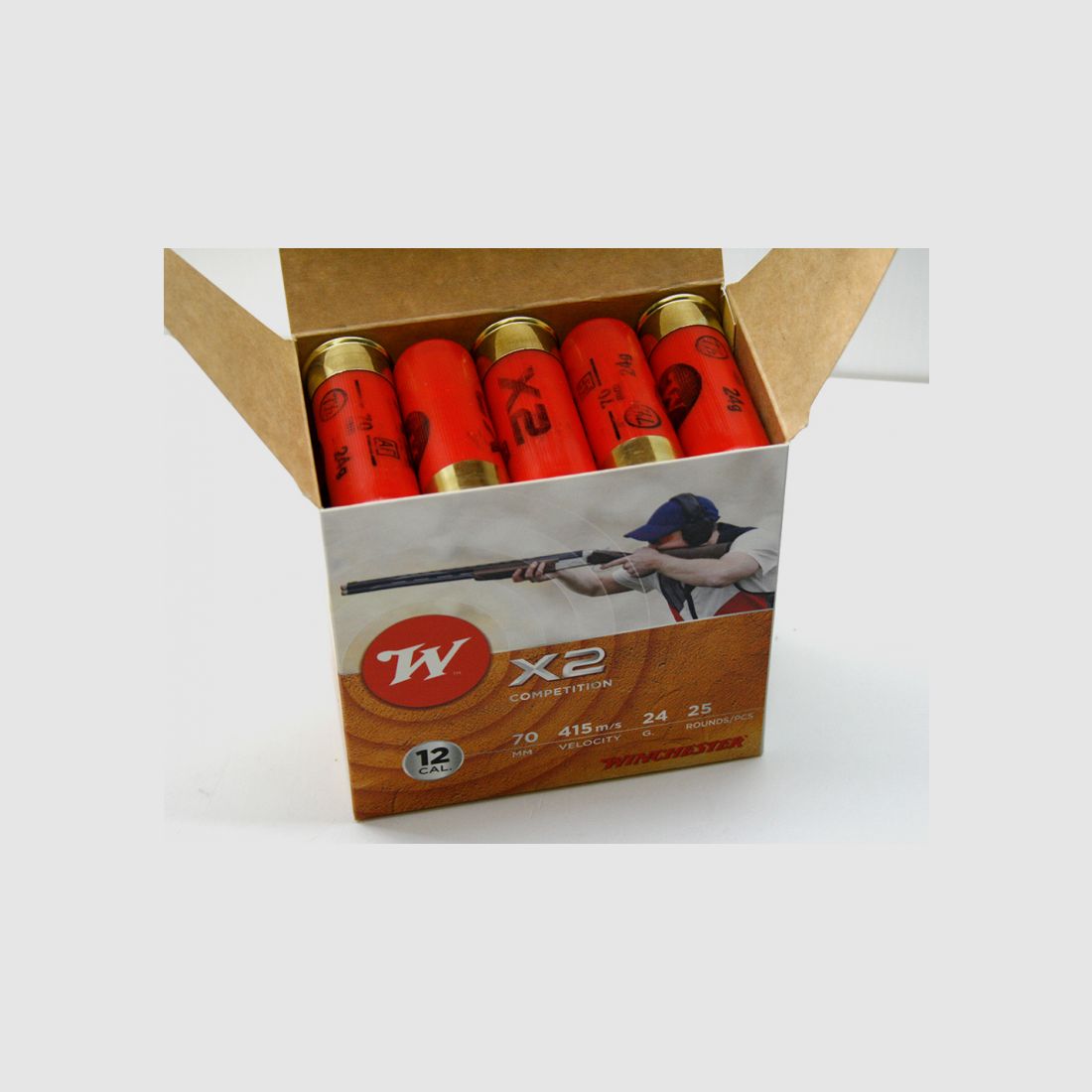 250 x WINCHESTER X2 BLEI PD | Sportschrotpatronen TRAP IPSC FALLSCHEIBE Parc 12/70 2,4mm 24g No 7,5