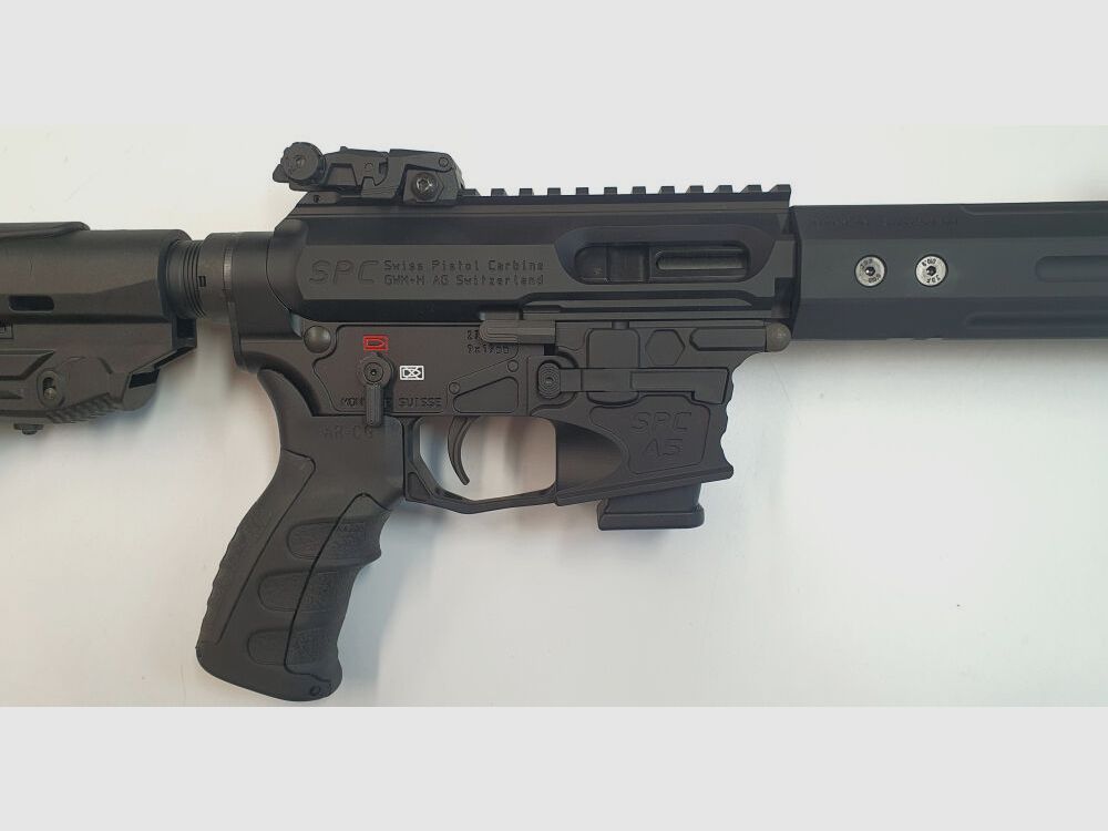 GWMH AG Selbstladebüchse GWMH SPC-SPORTER A5 10" (SWISS PISTOL CARBINE) BLACK Kal.9x19 AR15 Glock Magazin
