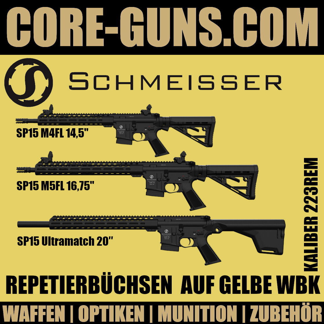 SCHMEISSER SP15 ULTRAMATCH 20″ 223REM SCHMEISSER GERADEZUGREPETIERER	 Schmeisser Repetierbüchse auf gelbe WBK UVP: 2051€
