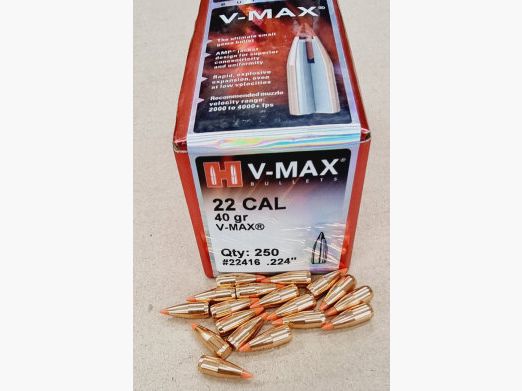 .224/40grs Hornady V-Max Jagdgeschosse 250 Stk No. 22416