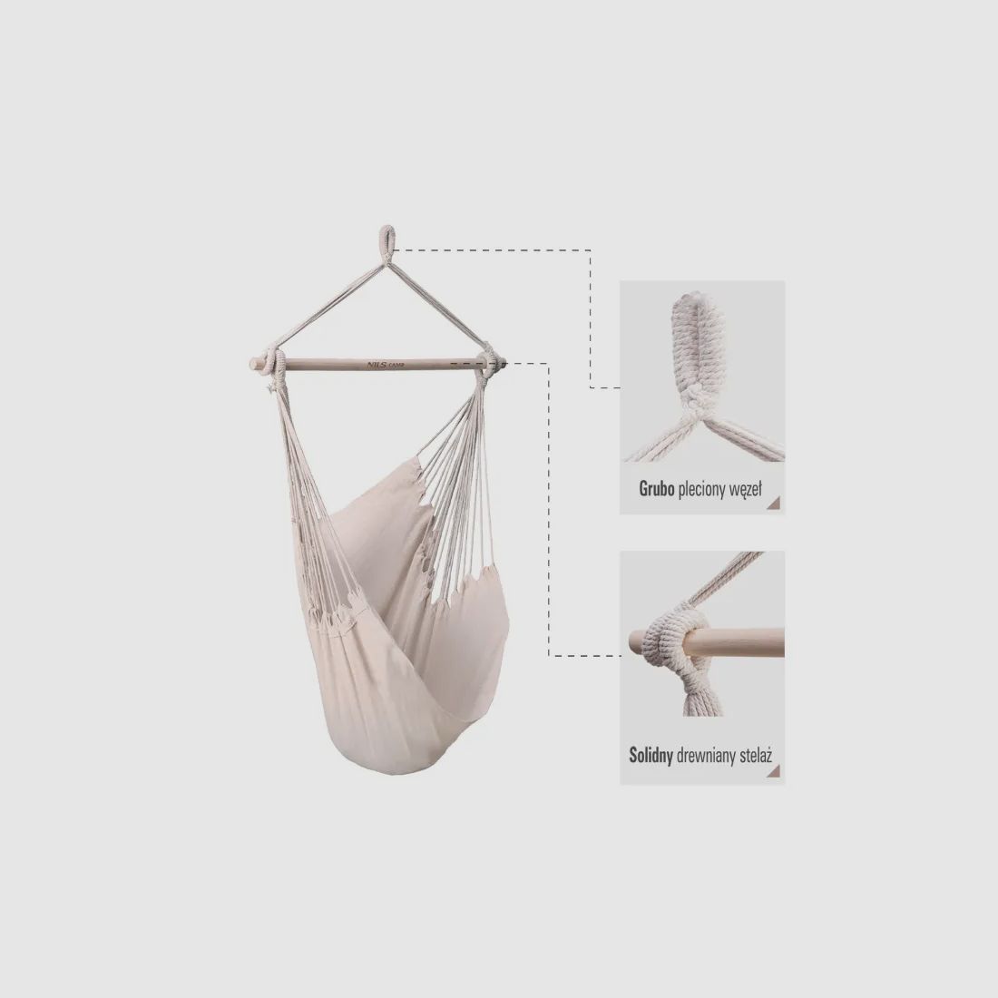 NC0033 Hanging chair 130x100cm Beige Nils Camp