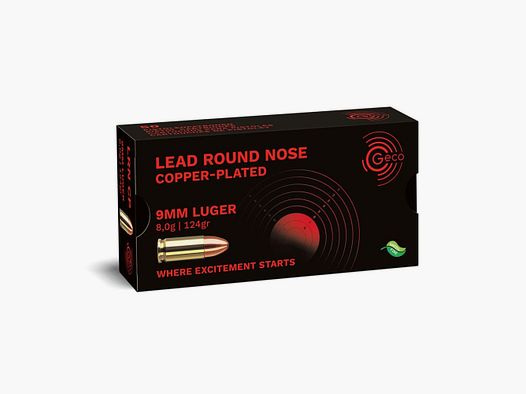 GECO Ammo 9 mm Luger Geco Plomb Pointe Ronde 8 g / 124 gr VE50