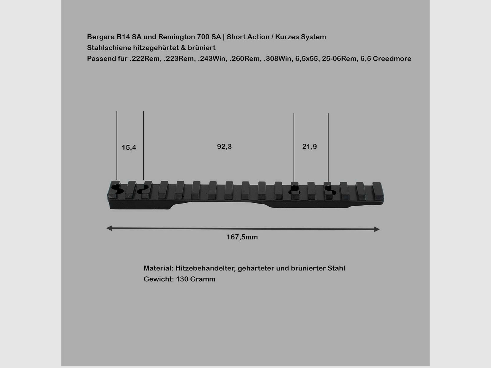 Contessa Picatinny rail pour Bergara B14 - action courte 20 MOA