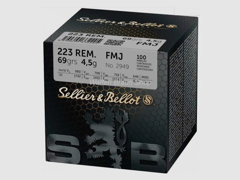 S+B .223 Rem. Vollmantel 4,5g/69grs. 100 Stück