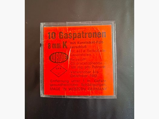 10 Wadie Gaspatronen 8mm k / Raridad de 1982