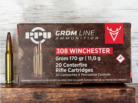 PRVI Partizan cartucho de rifle GROM Cal. .308 Win. 170grs / 11,0g