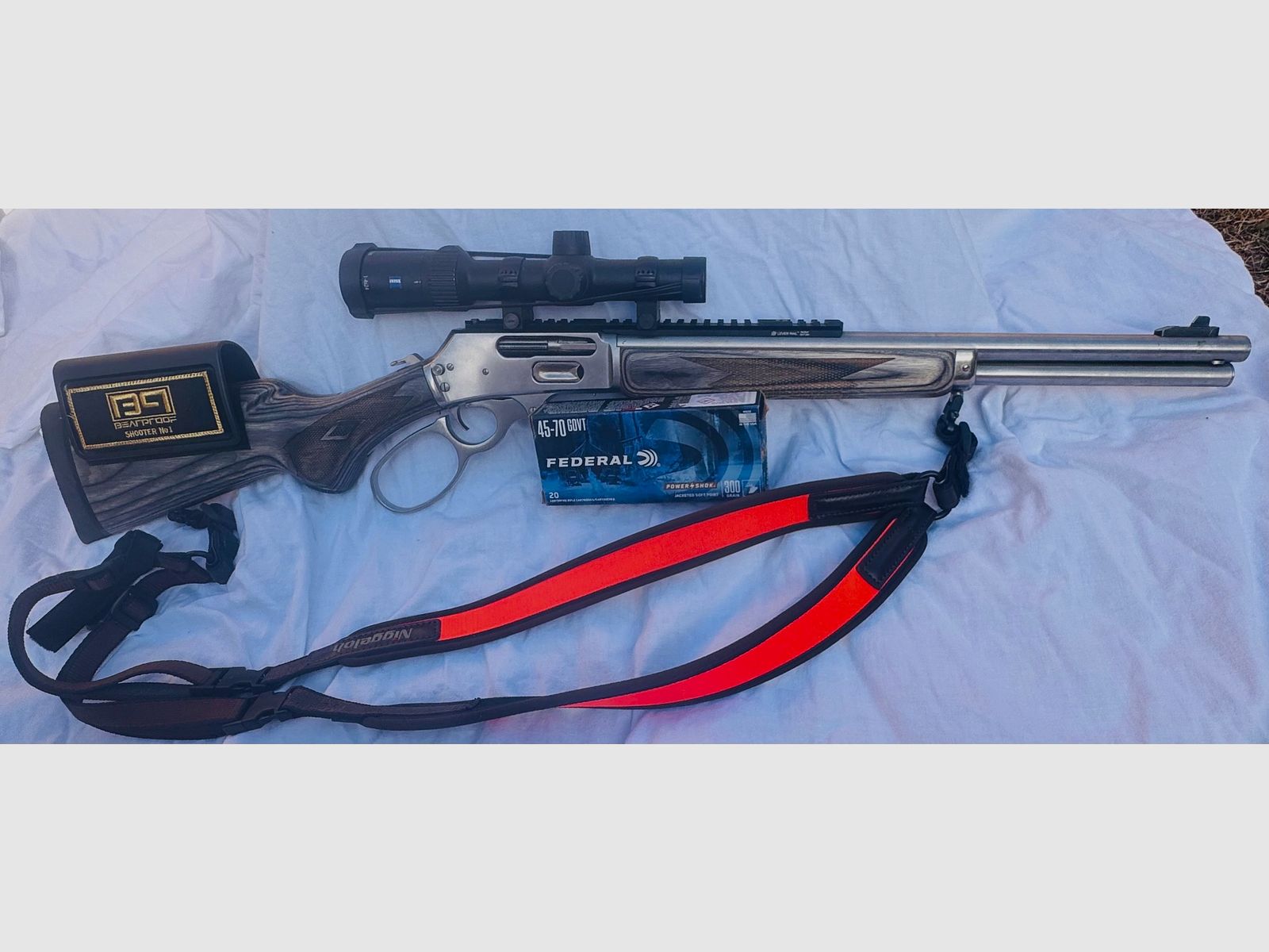 Marlin SBL 1895 Unterhebelrepetierer – Kaliber .45-70 GOV – mit Zeiss Conquest V4 und Munition 