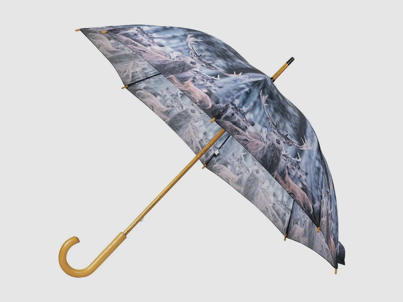 Regenschirm Hirsch mit Holzgriff