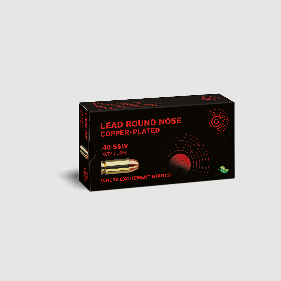 Geco .40 S&W Piombo Punta Tonda Rivestita in Rame 165 gr - 50 pz.