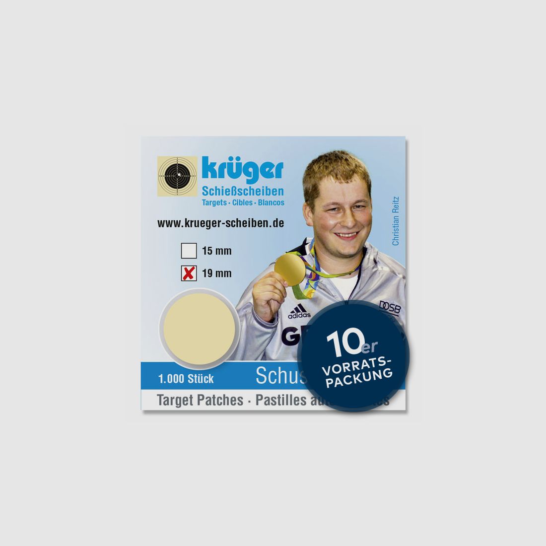 KRÜGER - Plaster do strzelania - Beżowy - Ø 19 mm - Opakowanie 10 sztuk
