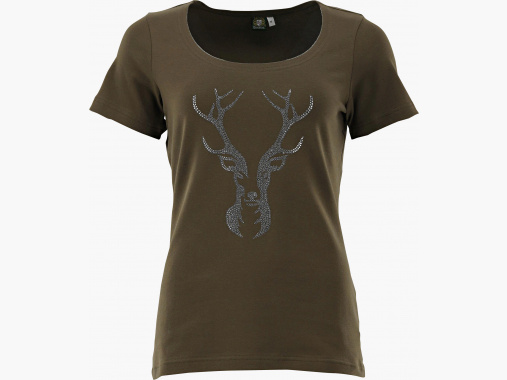 OS Trachten Dames T-Shirt Strass Hert | 2XL