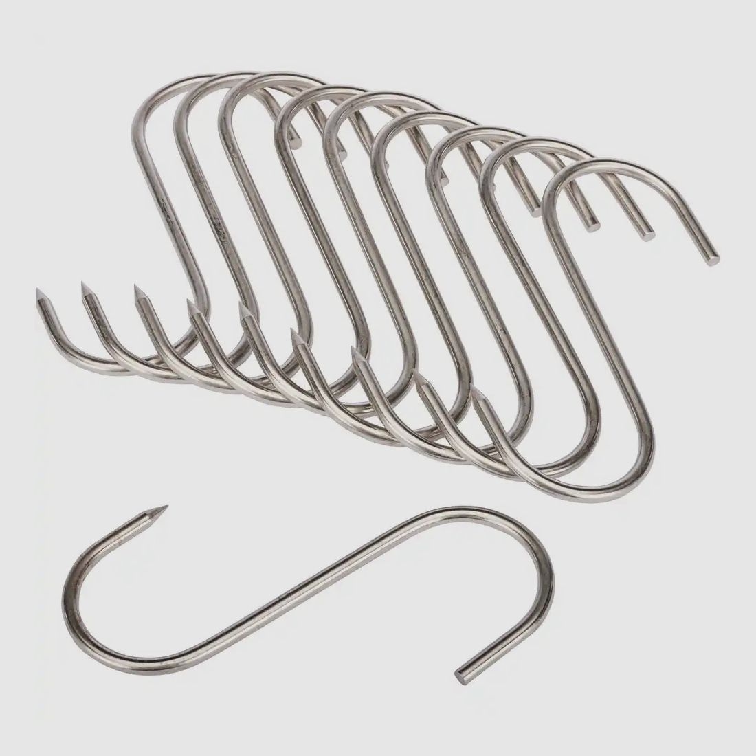 Ganci in acciaio inox – confezione da 10 Esecuzione: resistente fino a 60 kg – Lunghezza 16 cm. Ø 6 mm