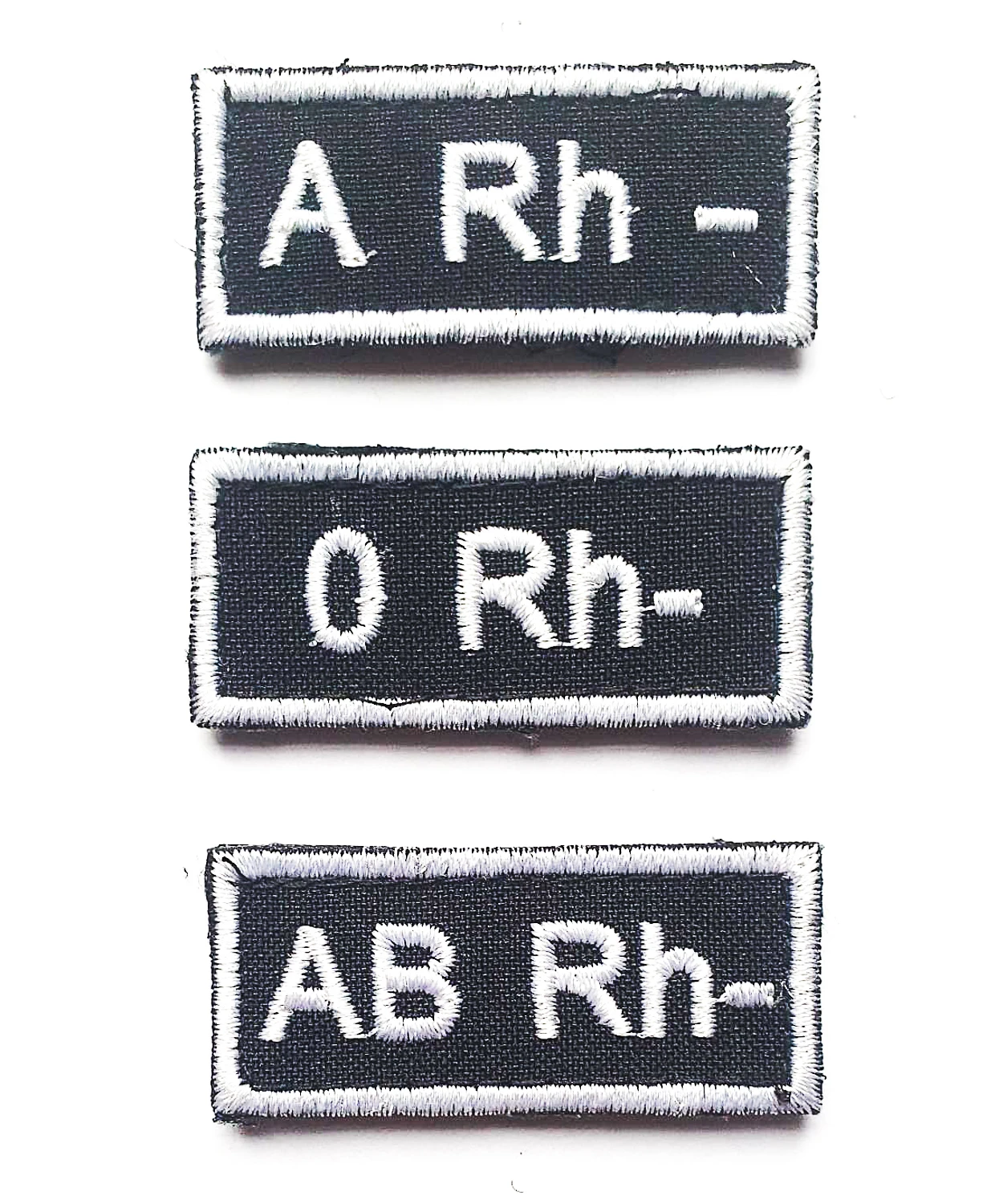 Parche de grupo sanguíneo negro 5x2 cm, liquidación: 0 Rh -, AB Rh-