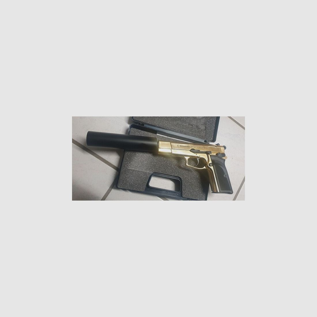 Browning GPDA9 mit Schalldämpfer Schreckschuss Pistole 9mm P.A.K. gold finish PAK GPDA 9 SRS GAS