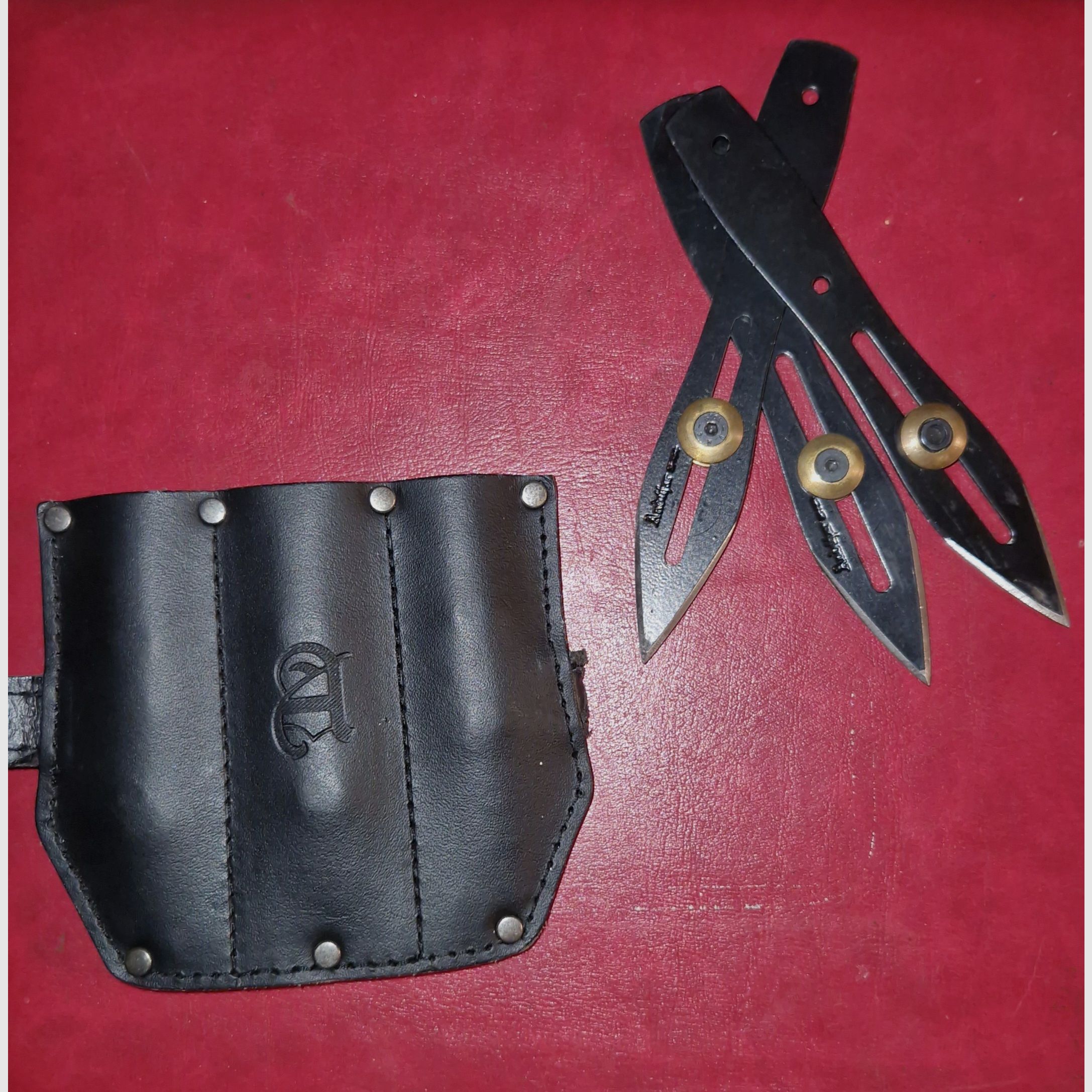 3 x THROWING KNIFE PROFI / ADJUSTABLE / WITH VELCRO ARM HOLSTER / + ALLEN KEY / HUNTING DECO BLADES STEEL ------>! READ DESCRIPTION ! <------, image 1 of 4