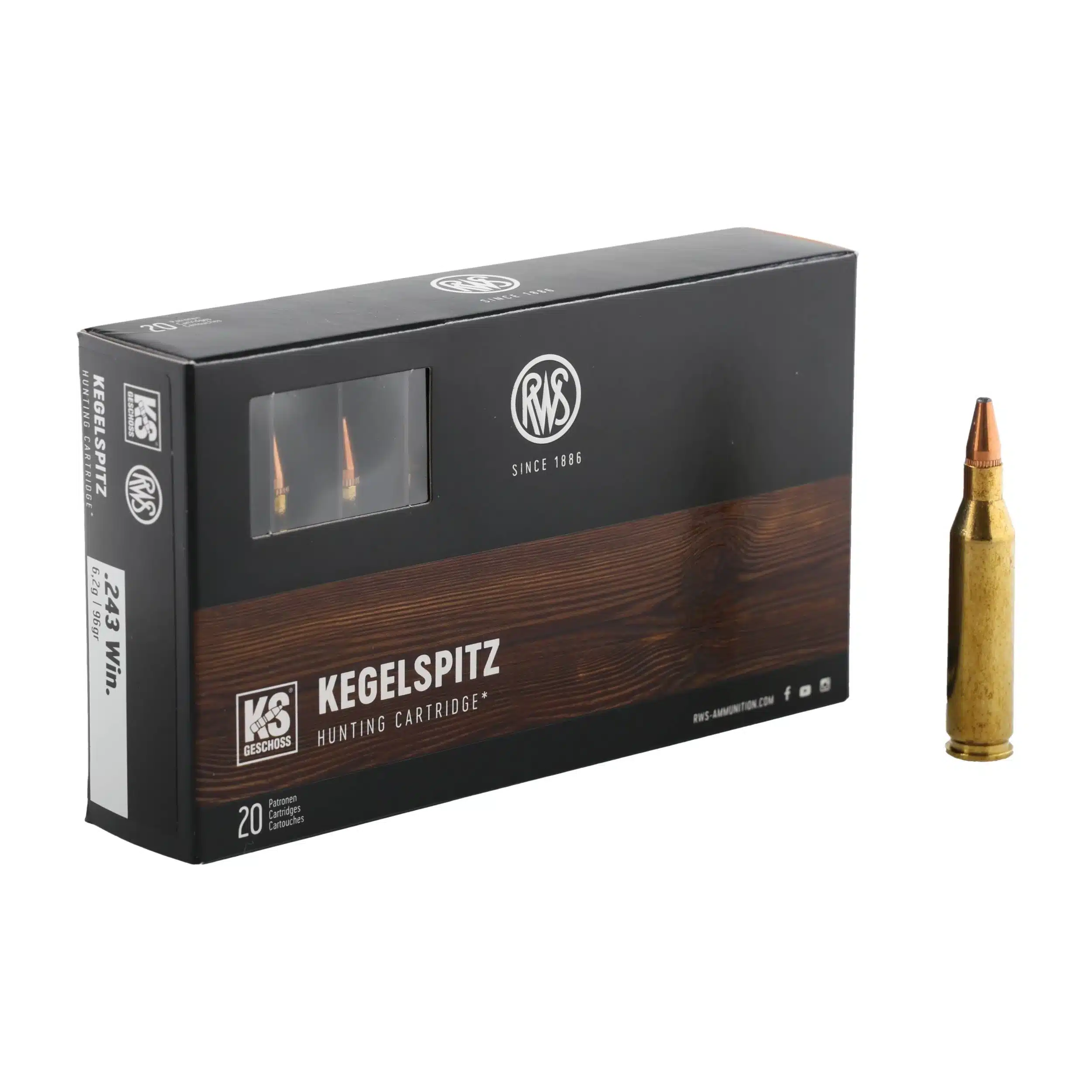 RWS Kegelspitz .243 Win – 6,2 g kugle