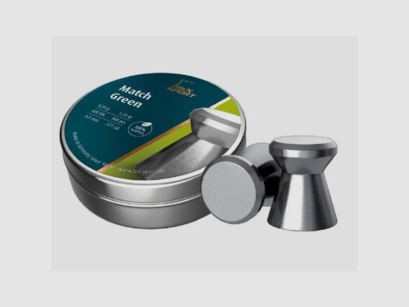 H&N - Luftgewehrmunition Match Green - 100% Bleifrei - 4,5 mm - 500 Stück